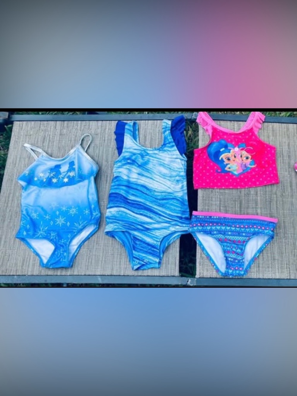 Size 3 Toddler Girl Swimsuit BUNDLE - Frozen/Oasis Waves/Shimmer & Shine